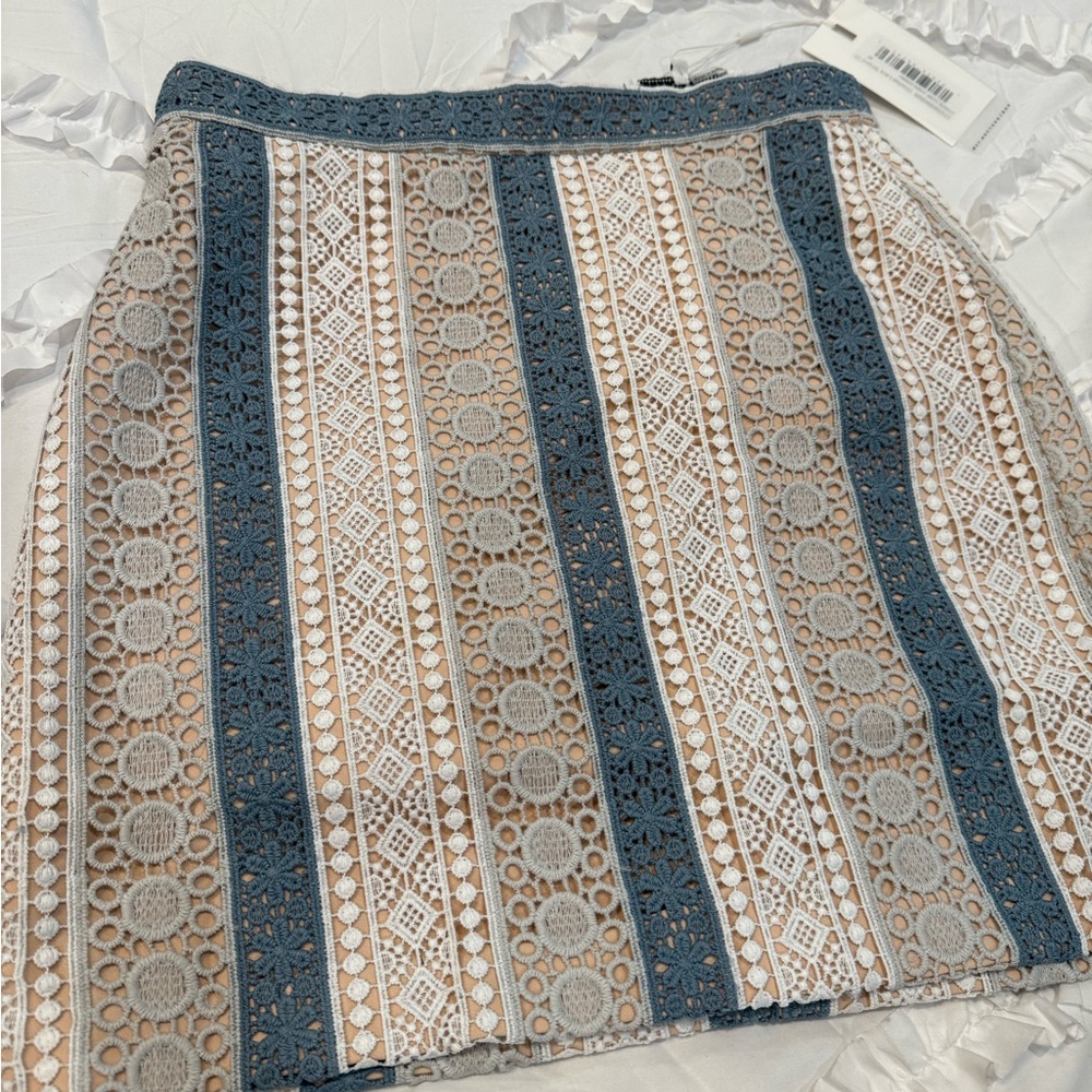 Endless Rose Blue and White Lace Pencil Skirt